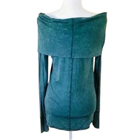 We The Free Green Heathered Off Shoulder Rayon Long Sleeve Super Soft Size M - Picture 2 of 11